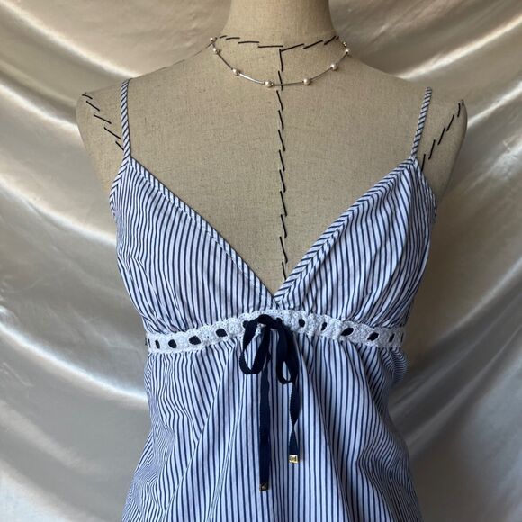 Juicy Couture Stripped babydoll lace tie up top - Picture 2 of 8